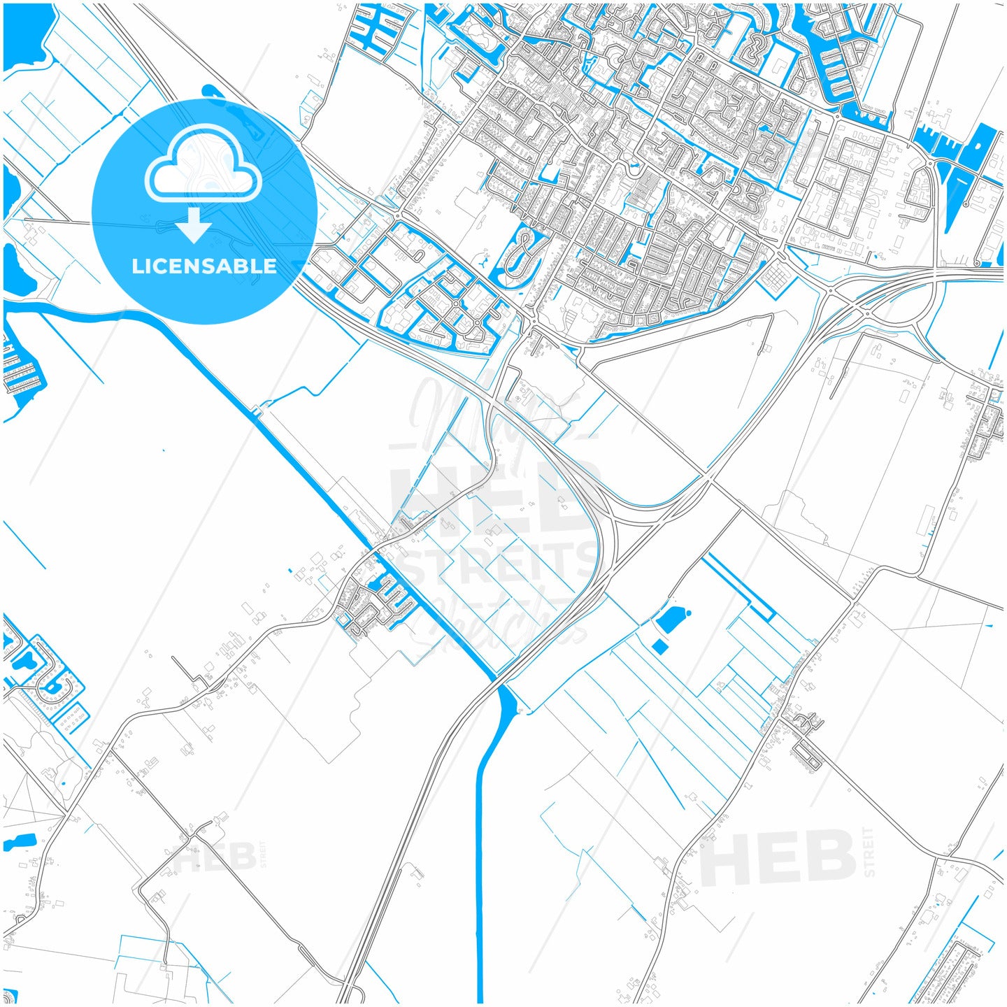 De Fryske Marren, Friesland, Netherlands, city map with high quality roads.