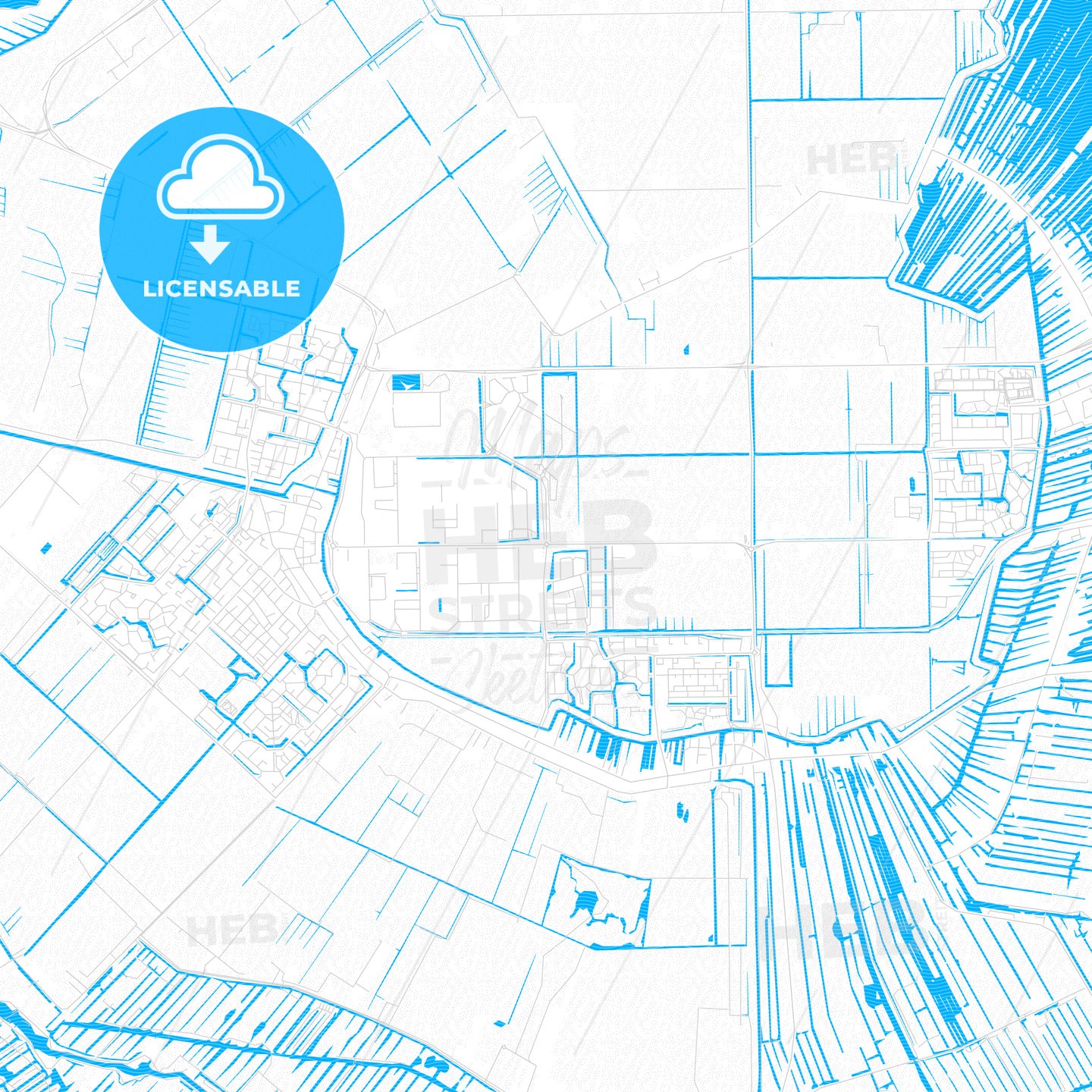 De Ronde Venen, Netherlands PDF vector map with water in focus
