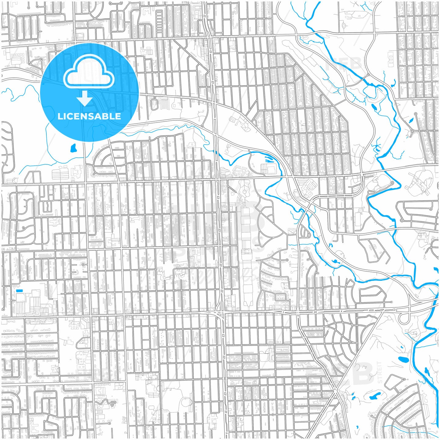 Dearborn Heights, Michigan, United States, city map with high quality roads.