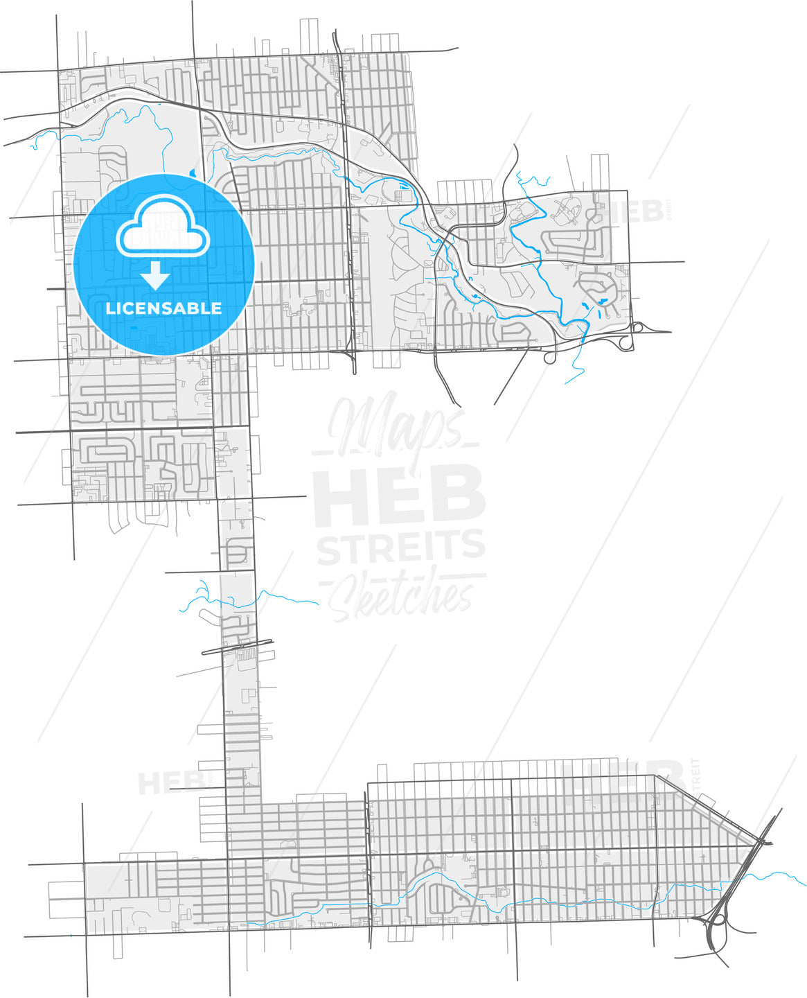 Dearborn Heights, Michigan, United States, high quality vector map