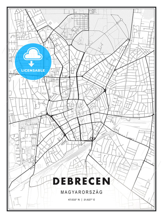 Debrecen, Hungary, Modern Print Template in Various Formats - HEBSTREITS Sketches