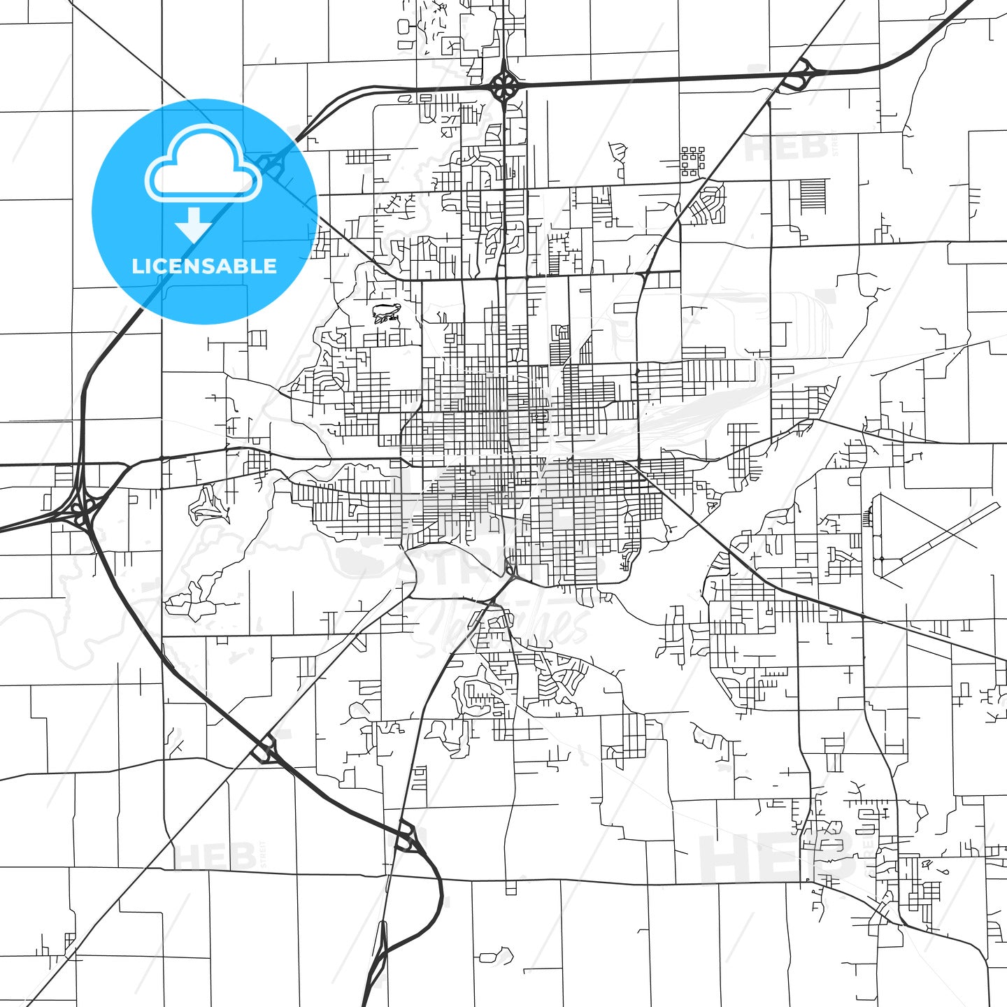 Decatur, Illinois - Area Map - Light