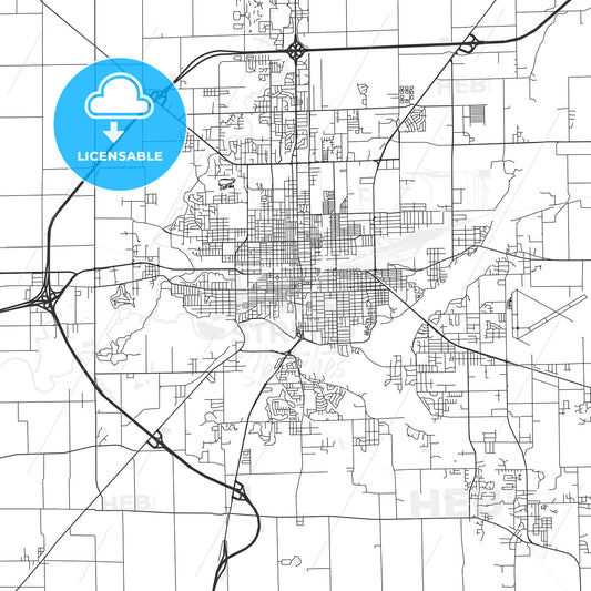 Decatur, Illinois - Area Map - Light