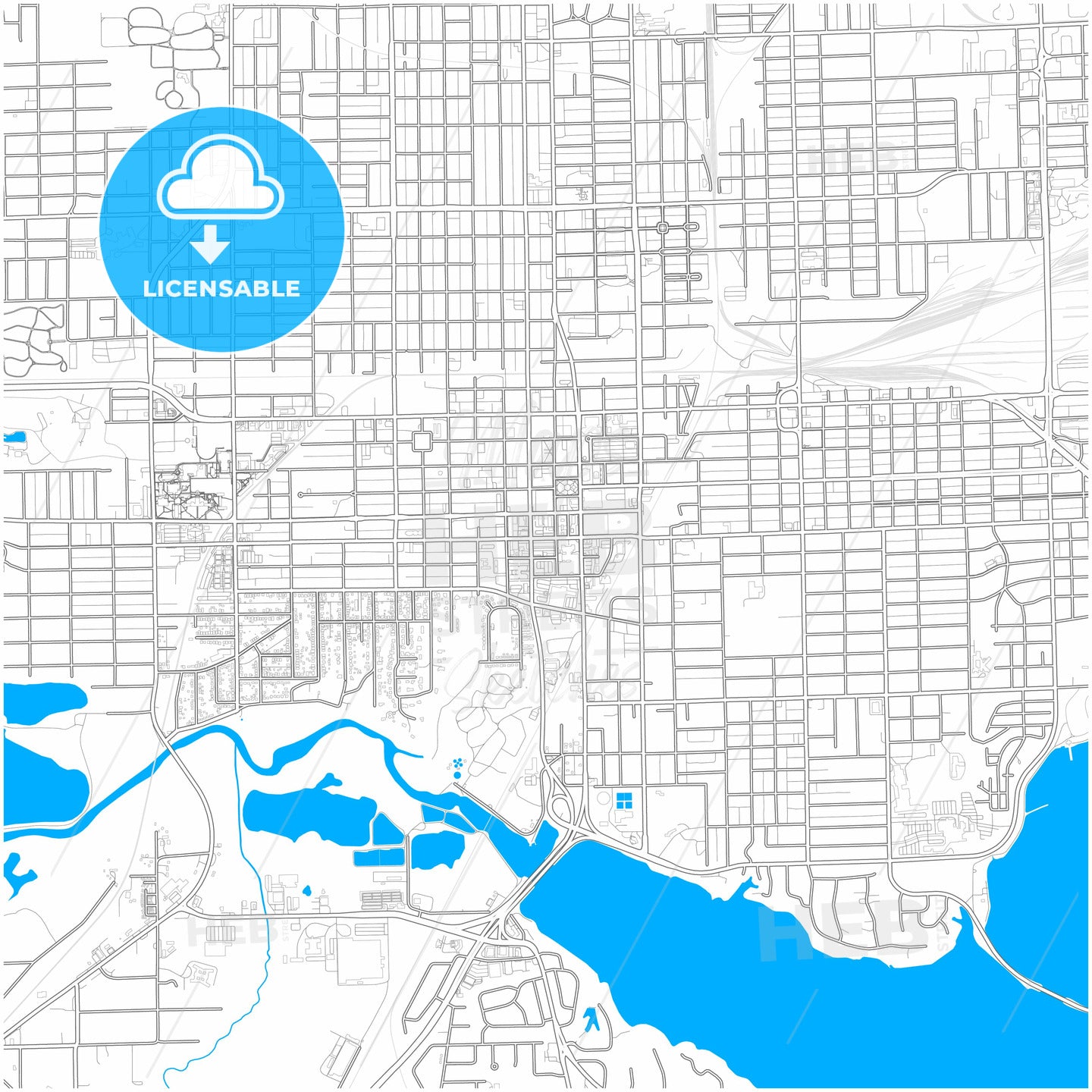 Decatur, Illinois, United States, city map with high quality roads.