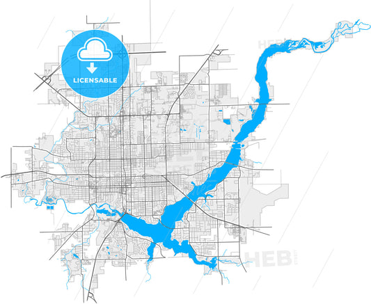 Decatur, Illinois, United States, high quality vector map