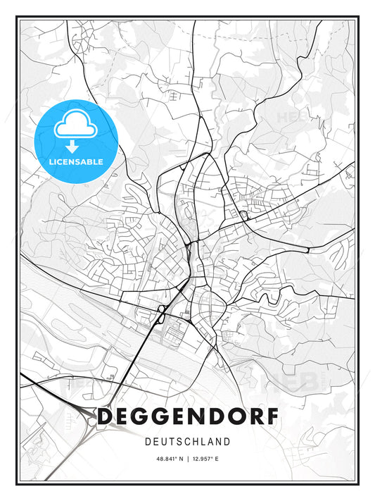 Deggendorf, Germany, Modern Print Template in Various Formats - HEBSTREITS Sketches