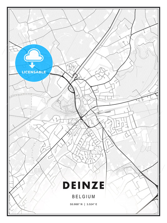 Deinze, Belgium, Modern Print Template in Various Formats - HEBSTREITS Sketches