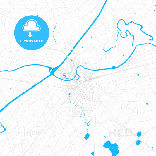 Deinze, Belgium PDF vector map with water in focus