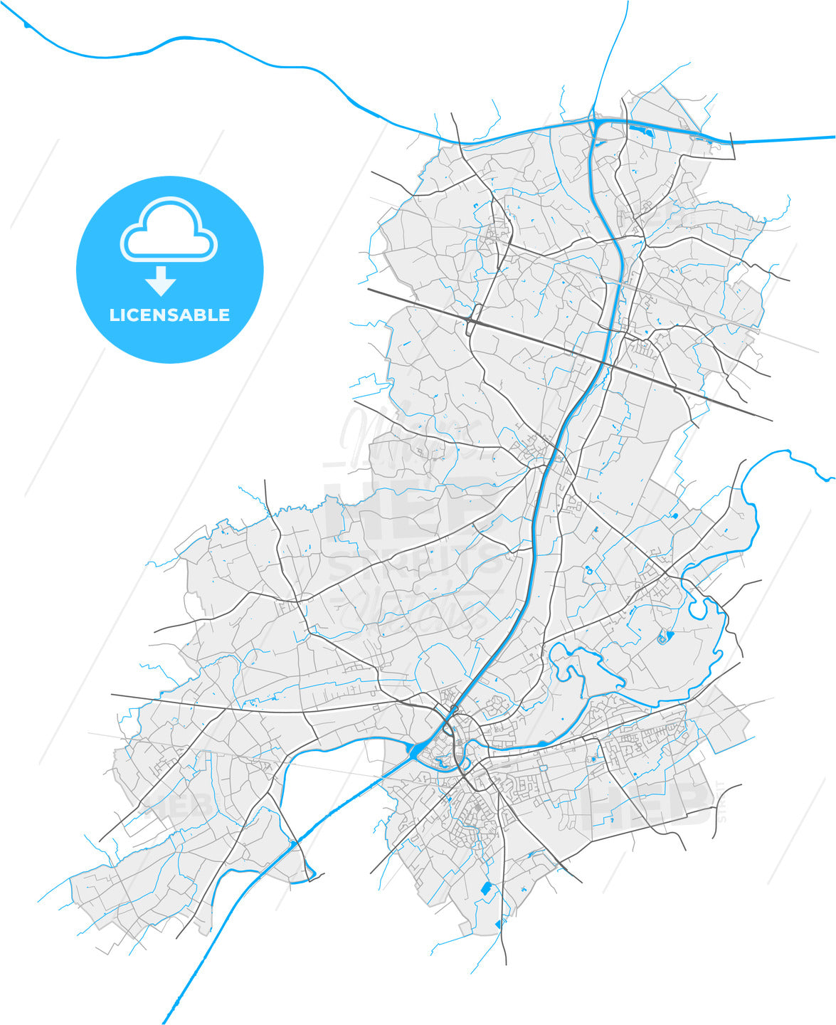 Deinze, East Flanders, Belgium, high quality vector map