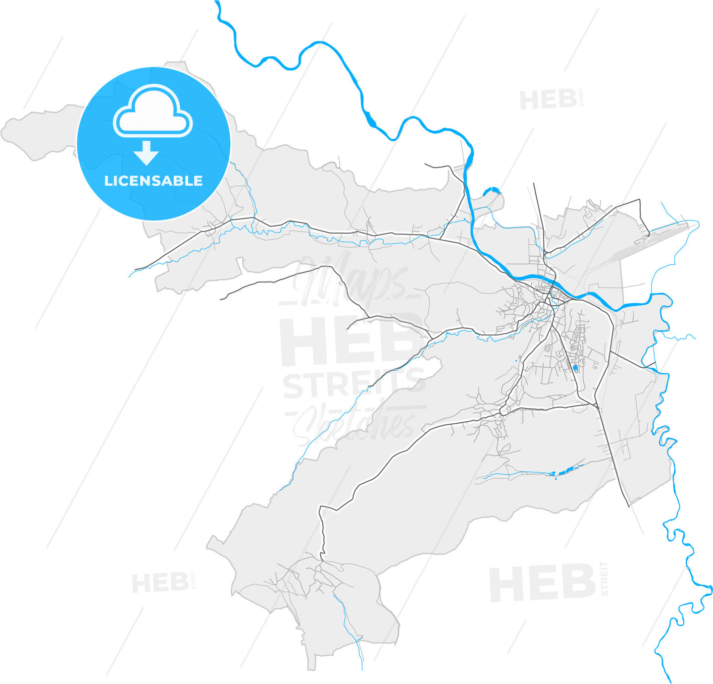 Dej, Cluj, Romania, high quality vector map