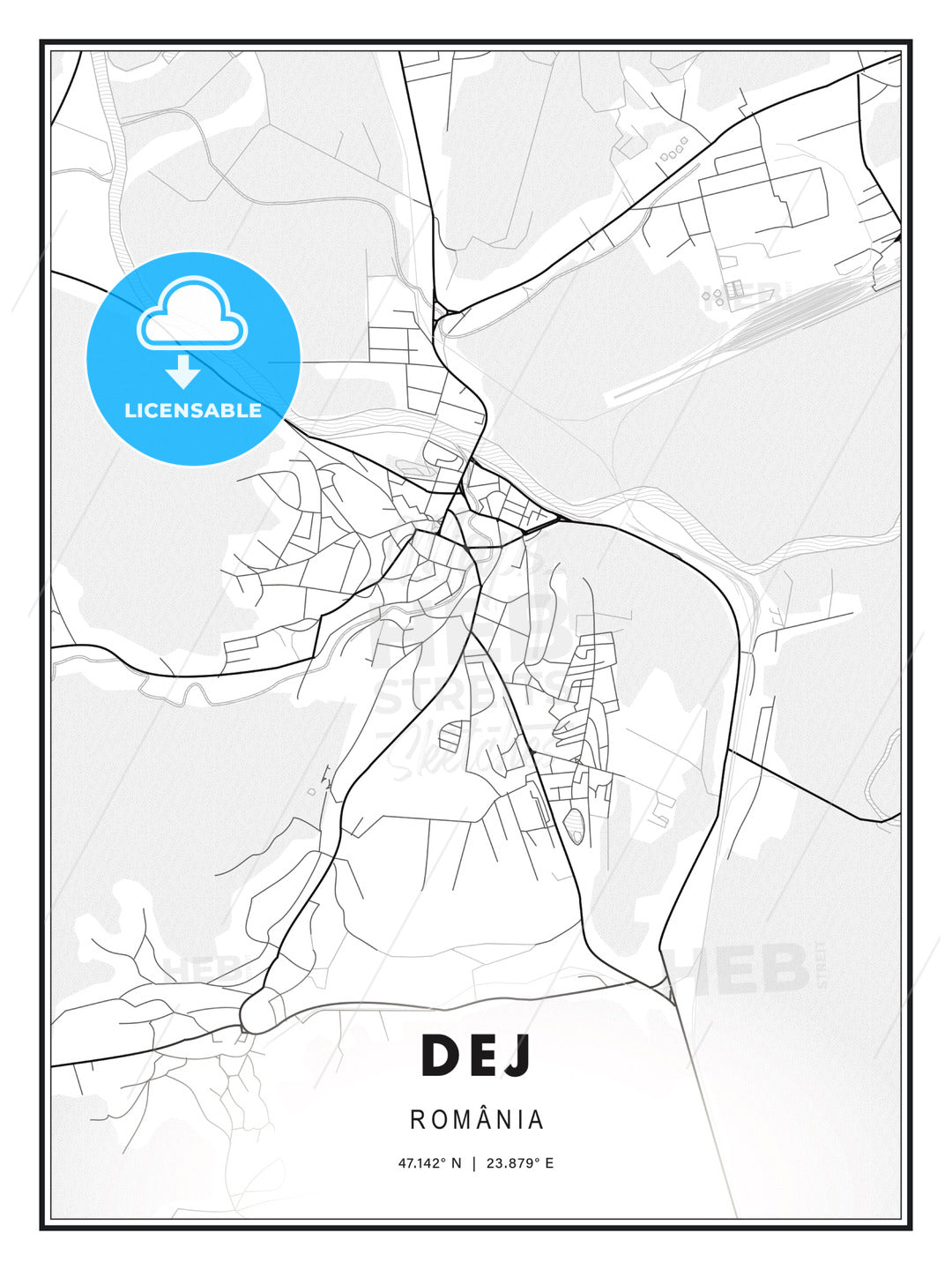 Dej, Romania, Modern Print Template in Various Formats - HEBSTREITS Sketches