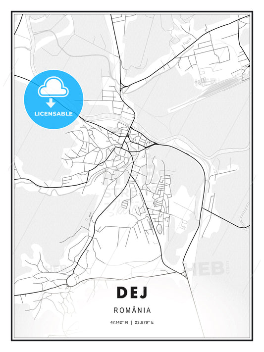 Dej, Romania, Modern Print Template in Various Formats - HEBSTREITS Sketches