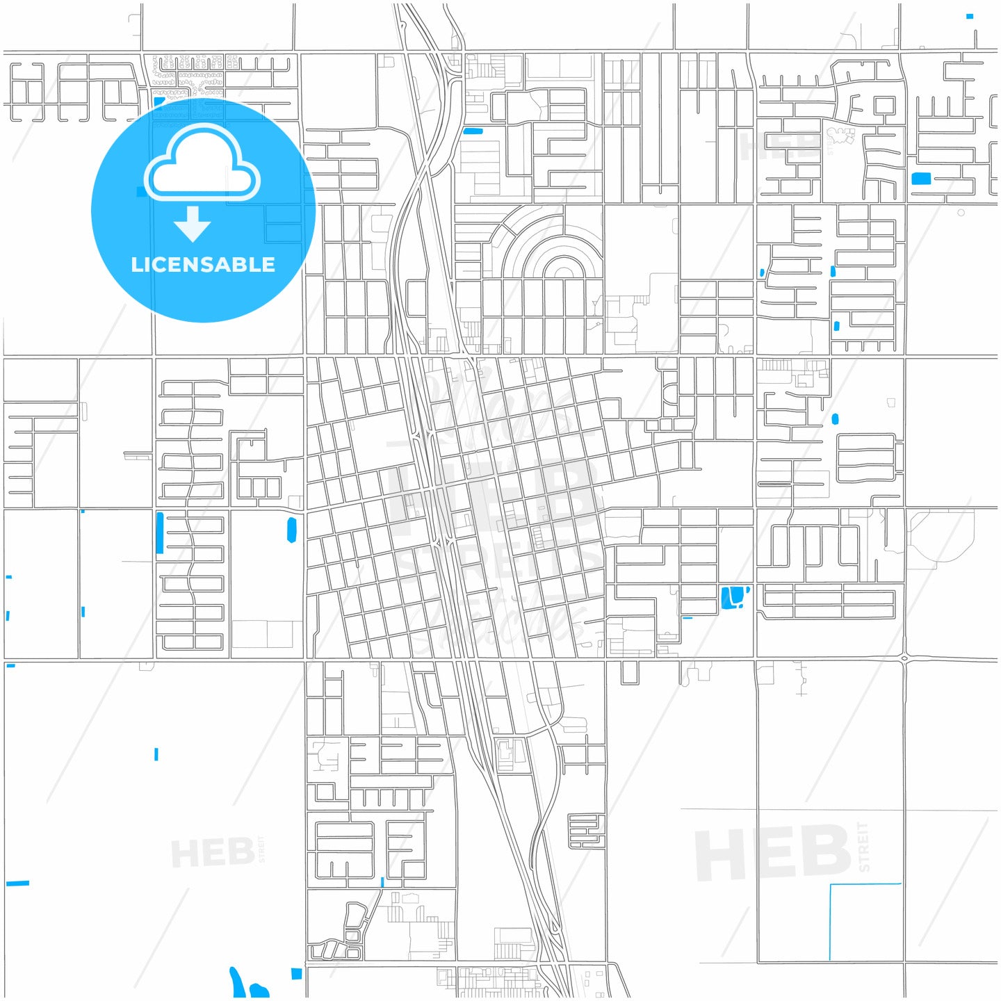 Delano, California, United States, city map with high quality roads.