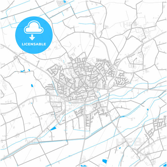 Delbruck, North Rhine-Westphalia, Germany, city map with high quality roads.