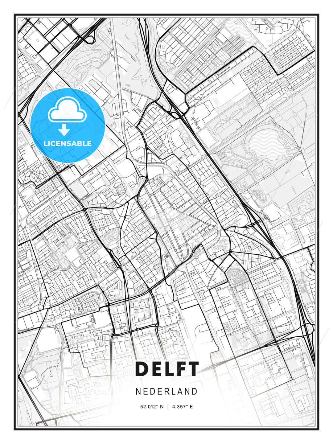 Delft, Netherlands, Modern Print Template in Various Formats - HEBSTREITS Sketches