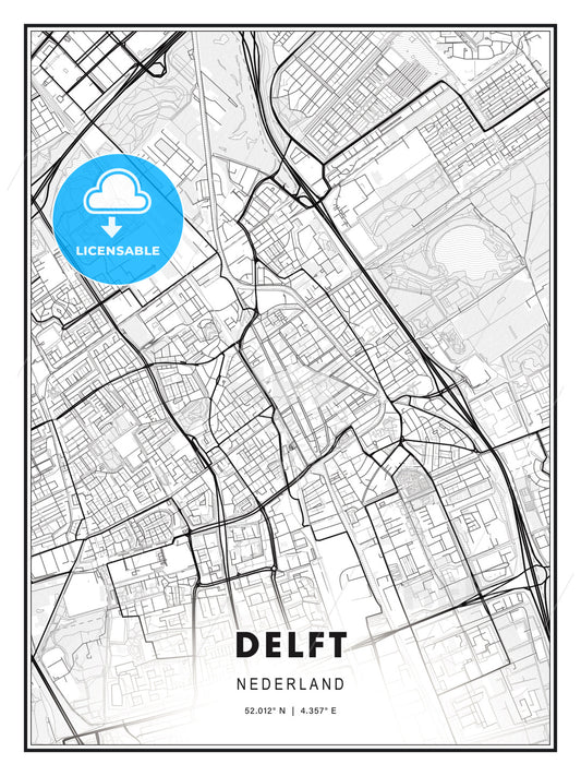 Delft, Netherlands, Modern Print Template in Various Formats - HEBSTREITS Sketches