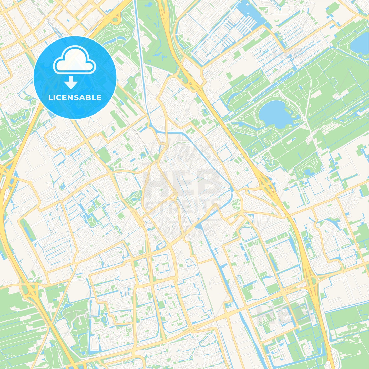 Delft, Netherlands Vector Map - Classic Colors