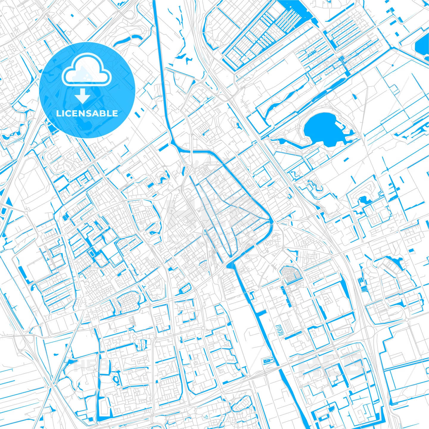 Delft, Netherlands bright two-toned vector map