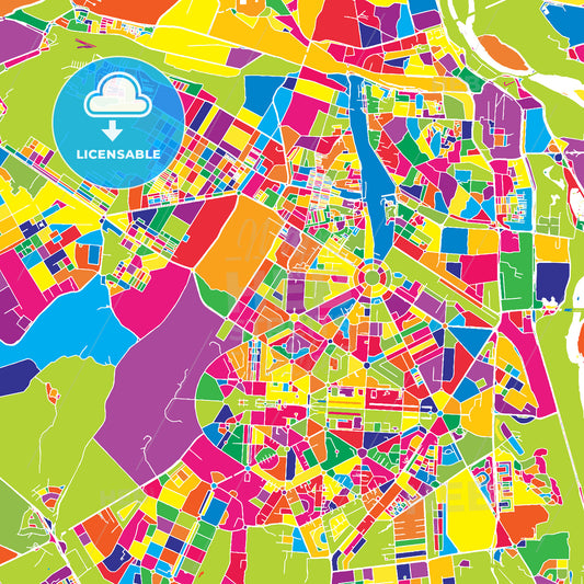 Delhi, India, colorful vector map