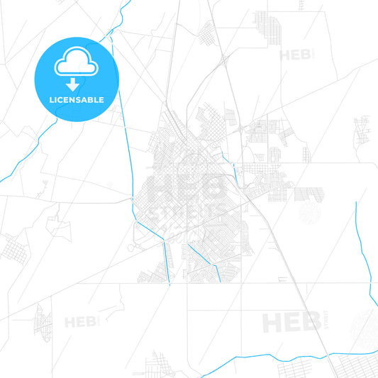 Delicias, Mexico PDF vector map with water in focus