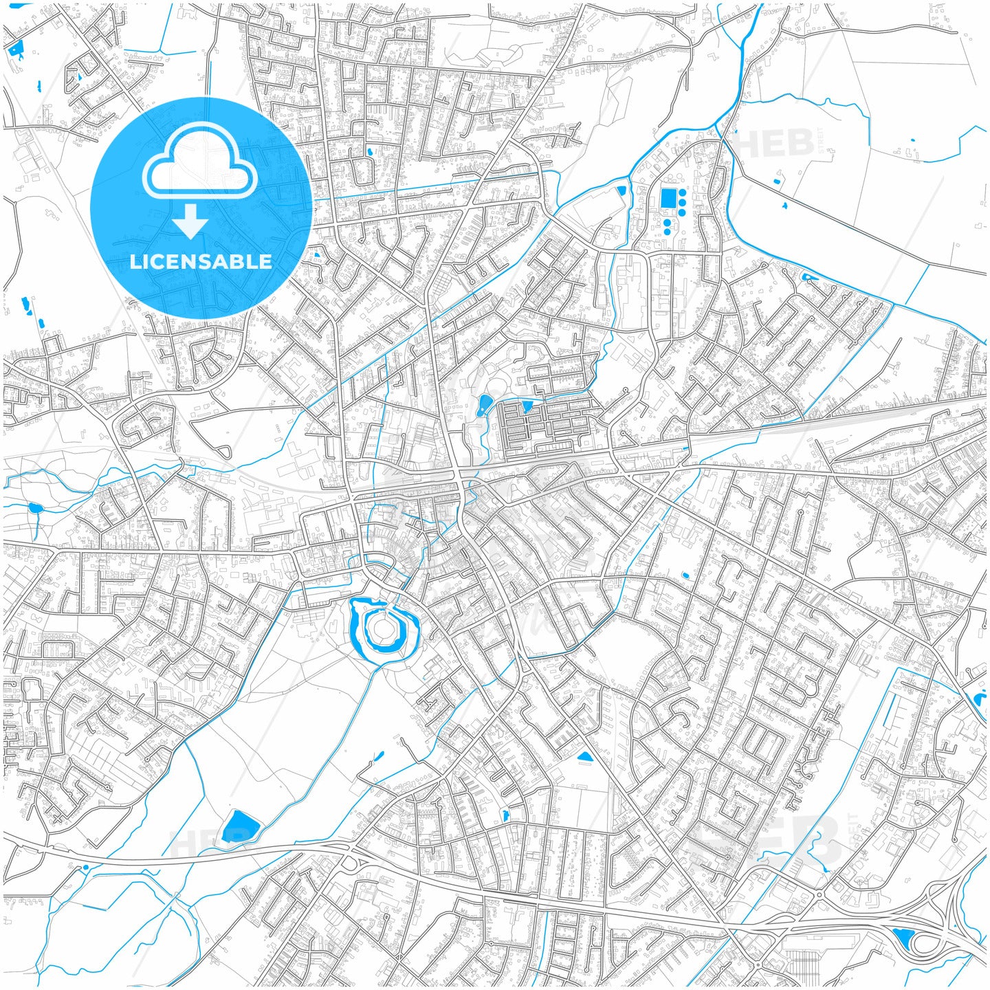 Delmenhorst, Lower Saxony, Germany, city map with high quality roads.