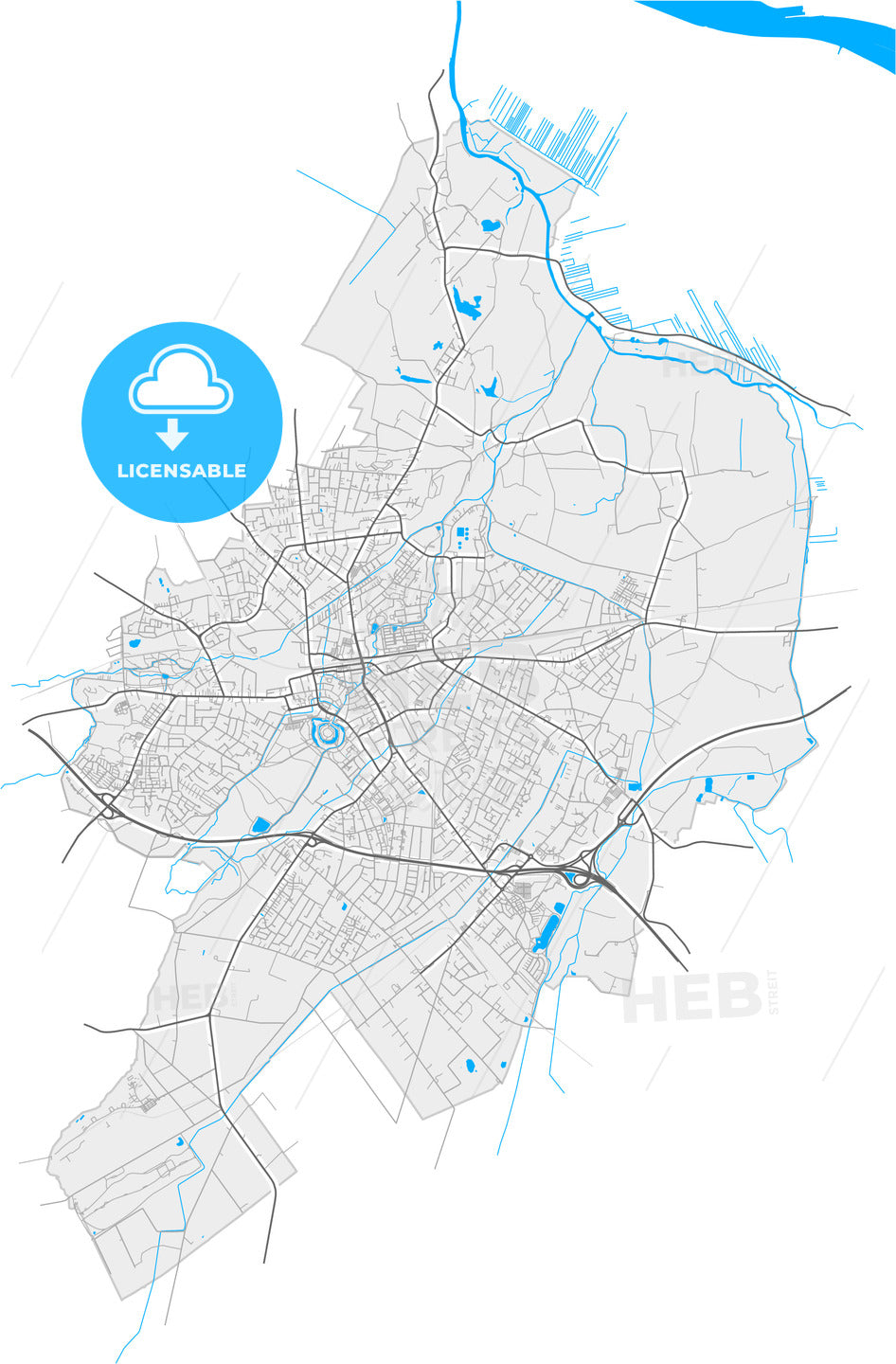 Delmenhorst, Lower Saxony, Germany, high quality vector map