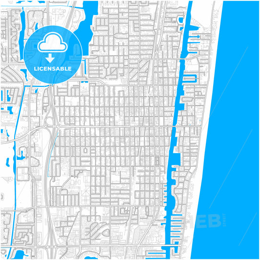 Delray Beach, Florida, United States, city map with high quality roads.
