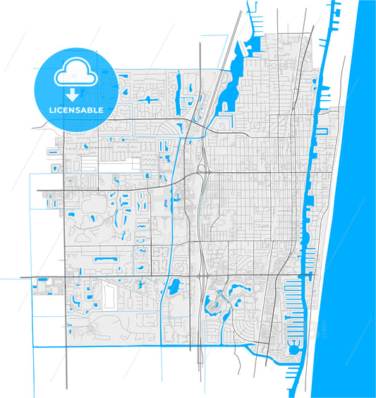 Delray Beach, Florida, United States, high quality vector map