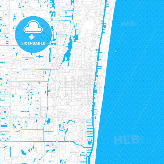 Delray Beach, Florida, United States, PDF vector map with water in focus