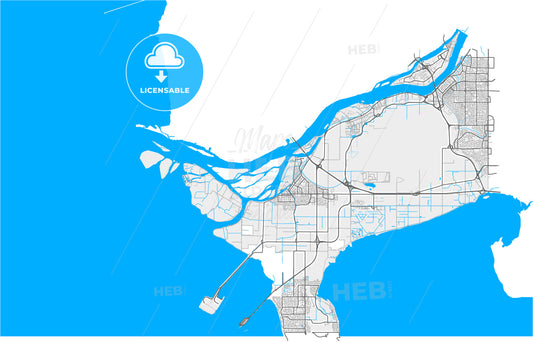 Delta, British Columbia, Canada, high quality vector map