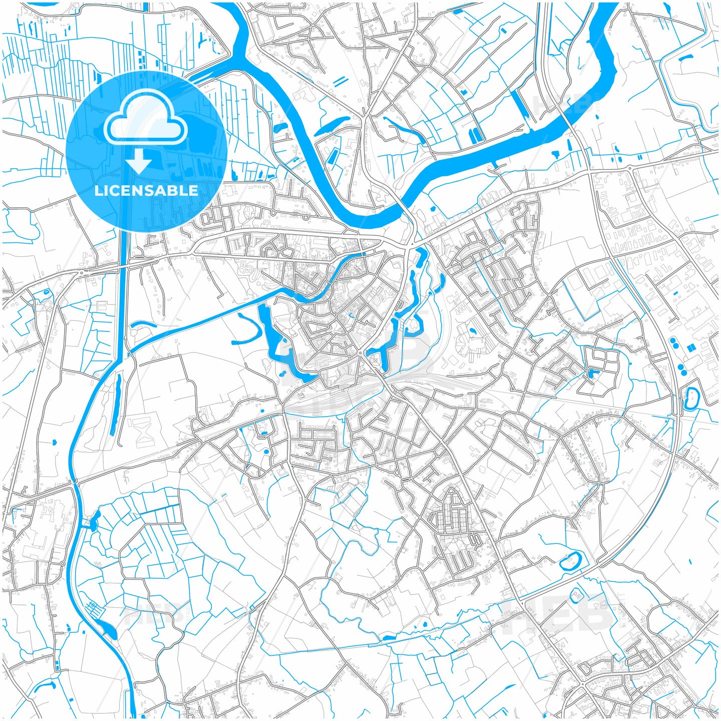 Dendermonde, East Flanders, Belgium, city map with high quality roads.