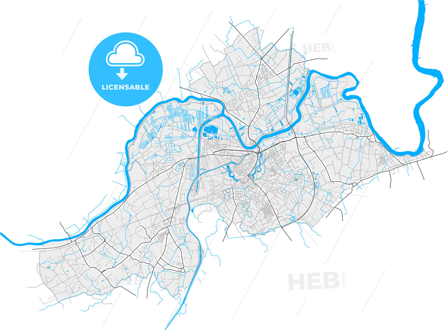 Dendermonde, East Flanders, Belgium, high quality vector map