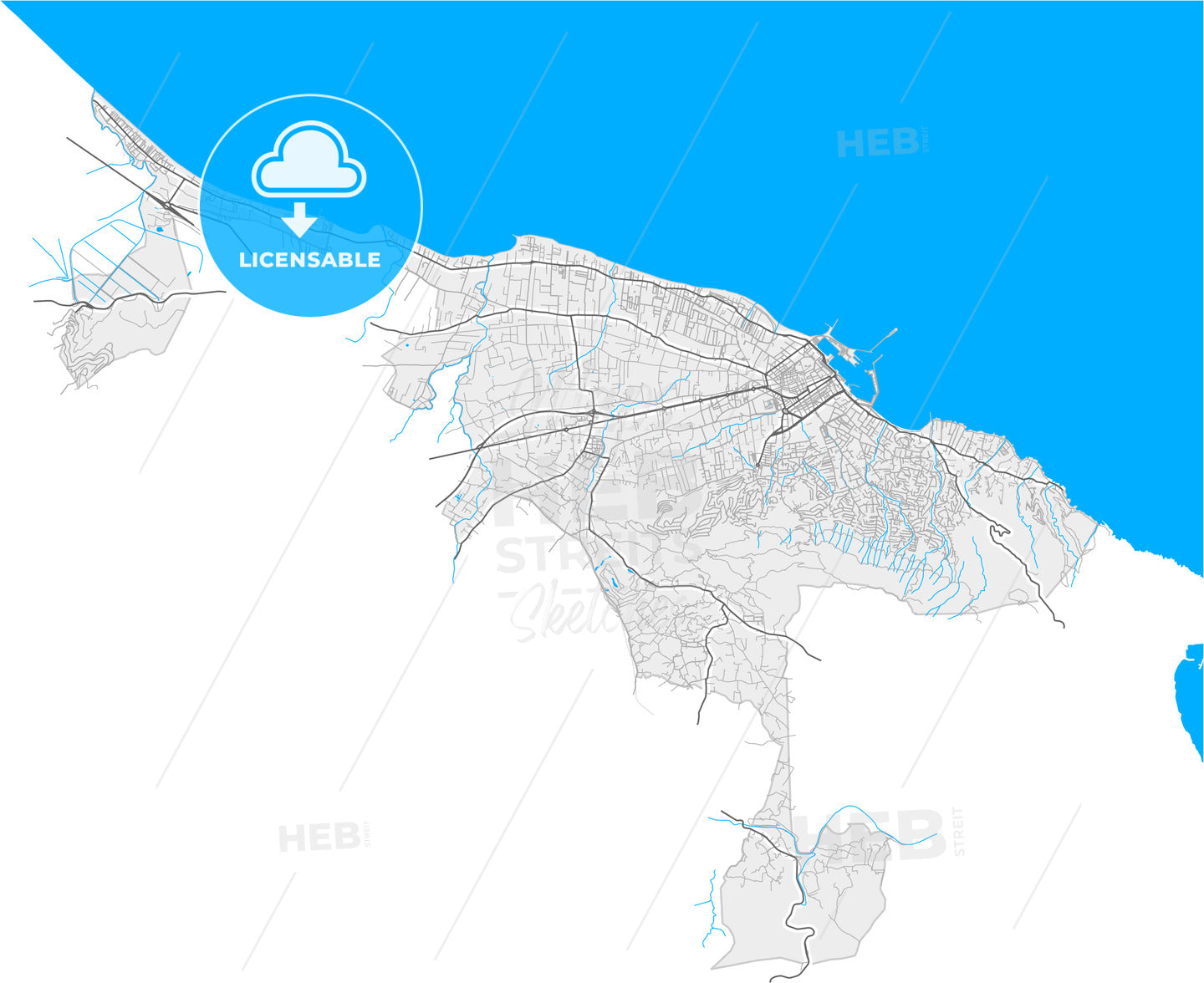 Denia, Alicante, Spain, high quality vector map