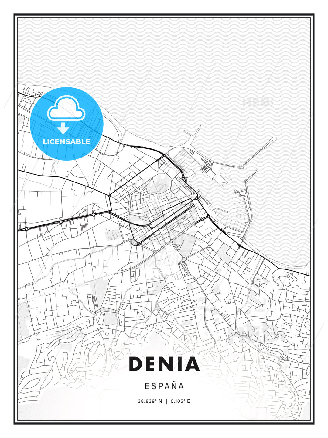 Denia, Spain, Modern Print Template in Various Formats - HEBSTREITS Sketches