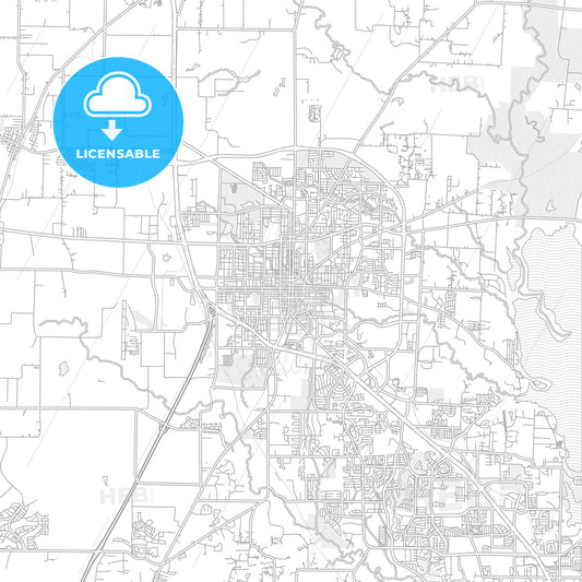 Denton, Texas, USA, bright outlined vector map