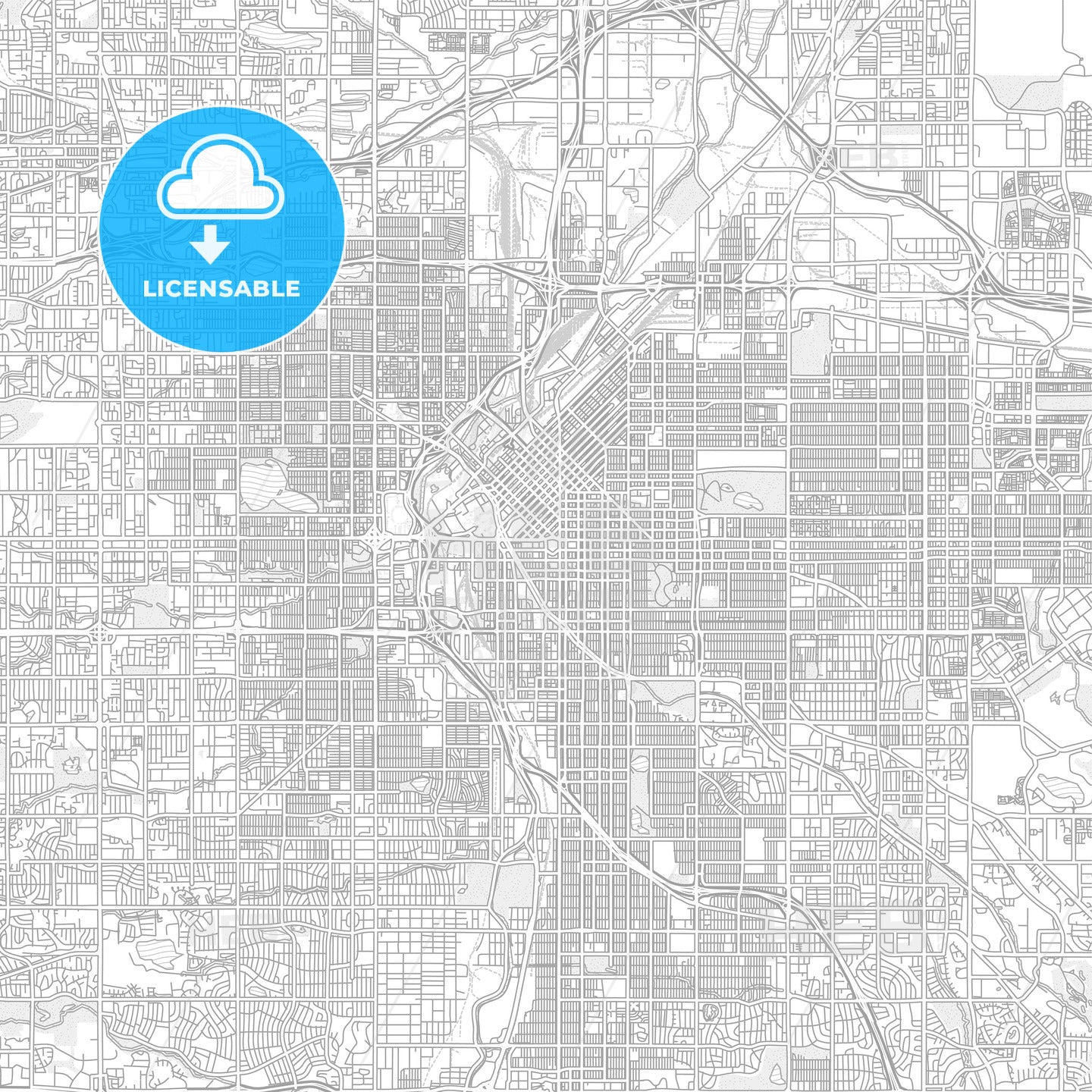 Denver, Colorado, USA, bright outlined vector map