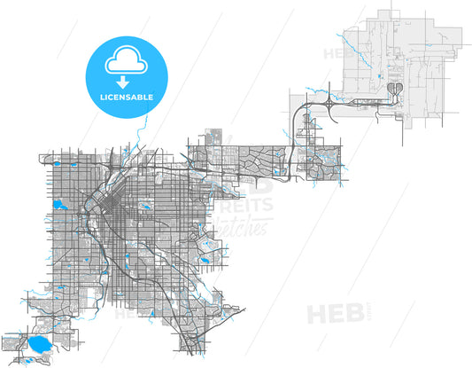 Denver, Colorado, United States, high quality vector map
