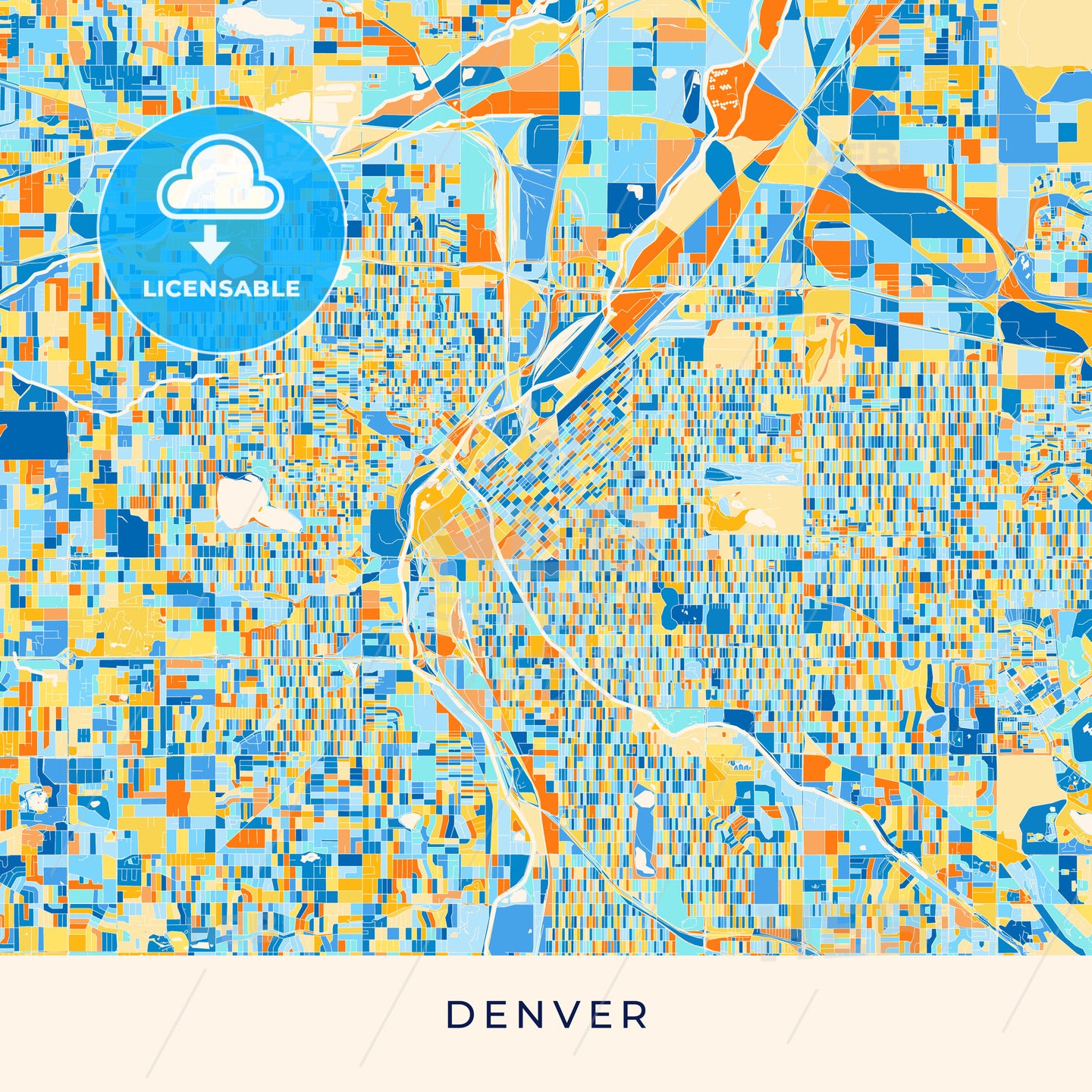 Denver colorful map poster template