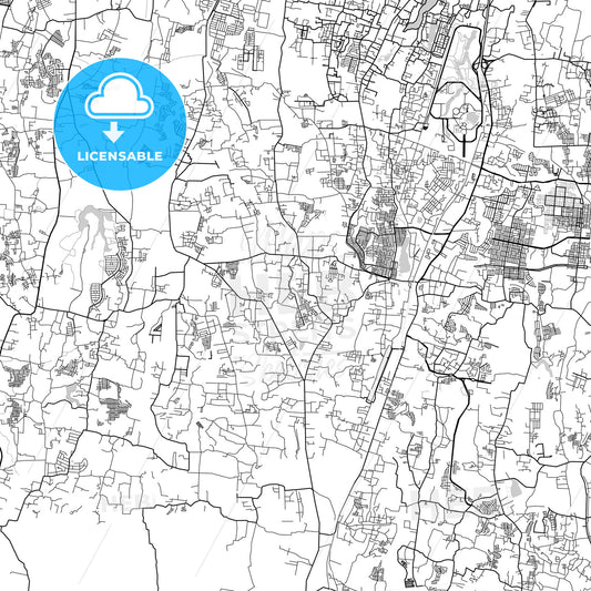 Depok, West Java, Downtown City Map, Light