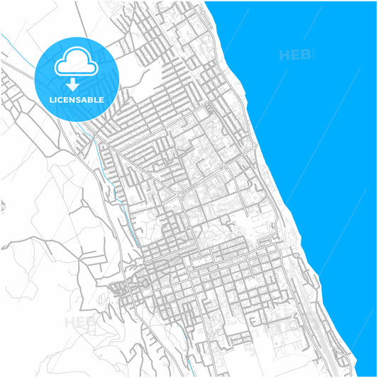 Derbent, Republic of Dagestan, Russia, city map with high quality roads.