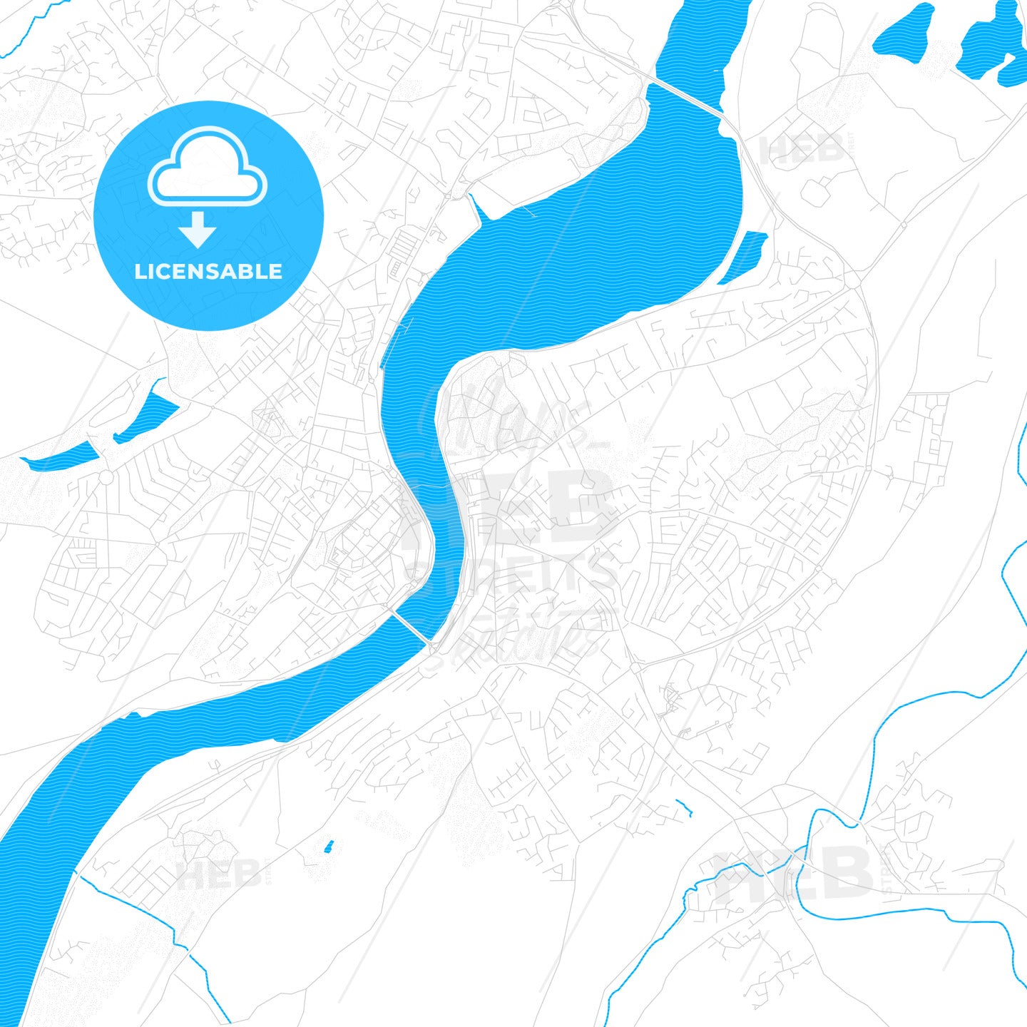 Derry, Northern Ireland PDF vector map with water in focus