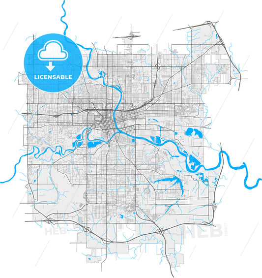 Des Moines, Iowa, United States, high quality vector map