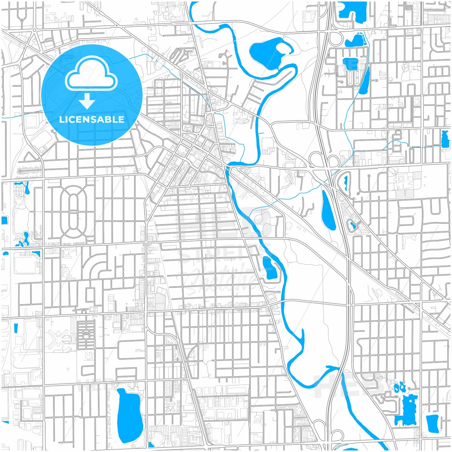 Des Plaines, Illinois, United States, city map with high quality roads.