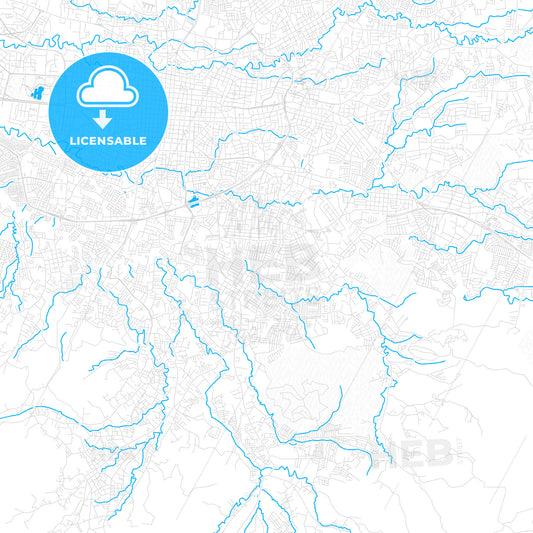 Desamparados, Costa Rica PDF vector map with water in focus