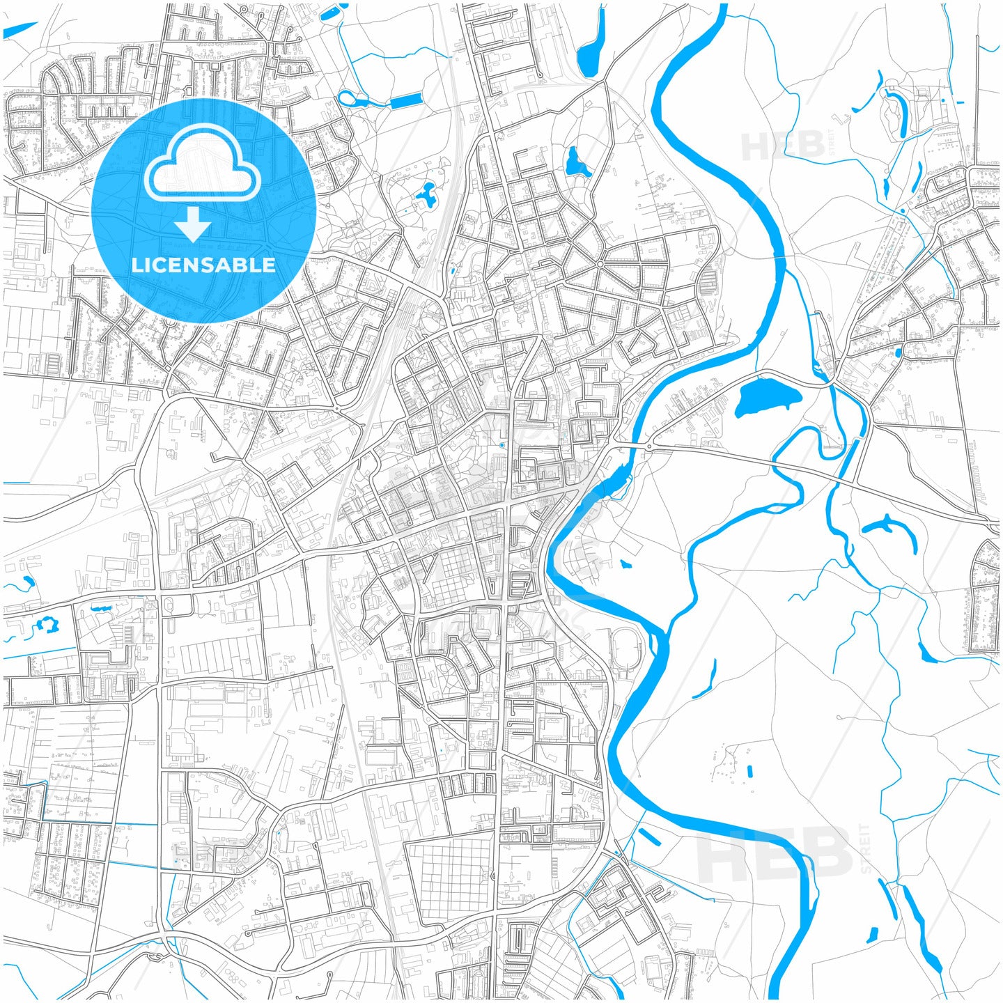 Dessau-Roßlau, Saxony-Anhalt, Germany, city map with high quality roads.