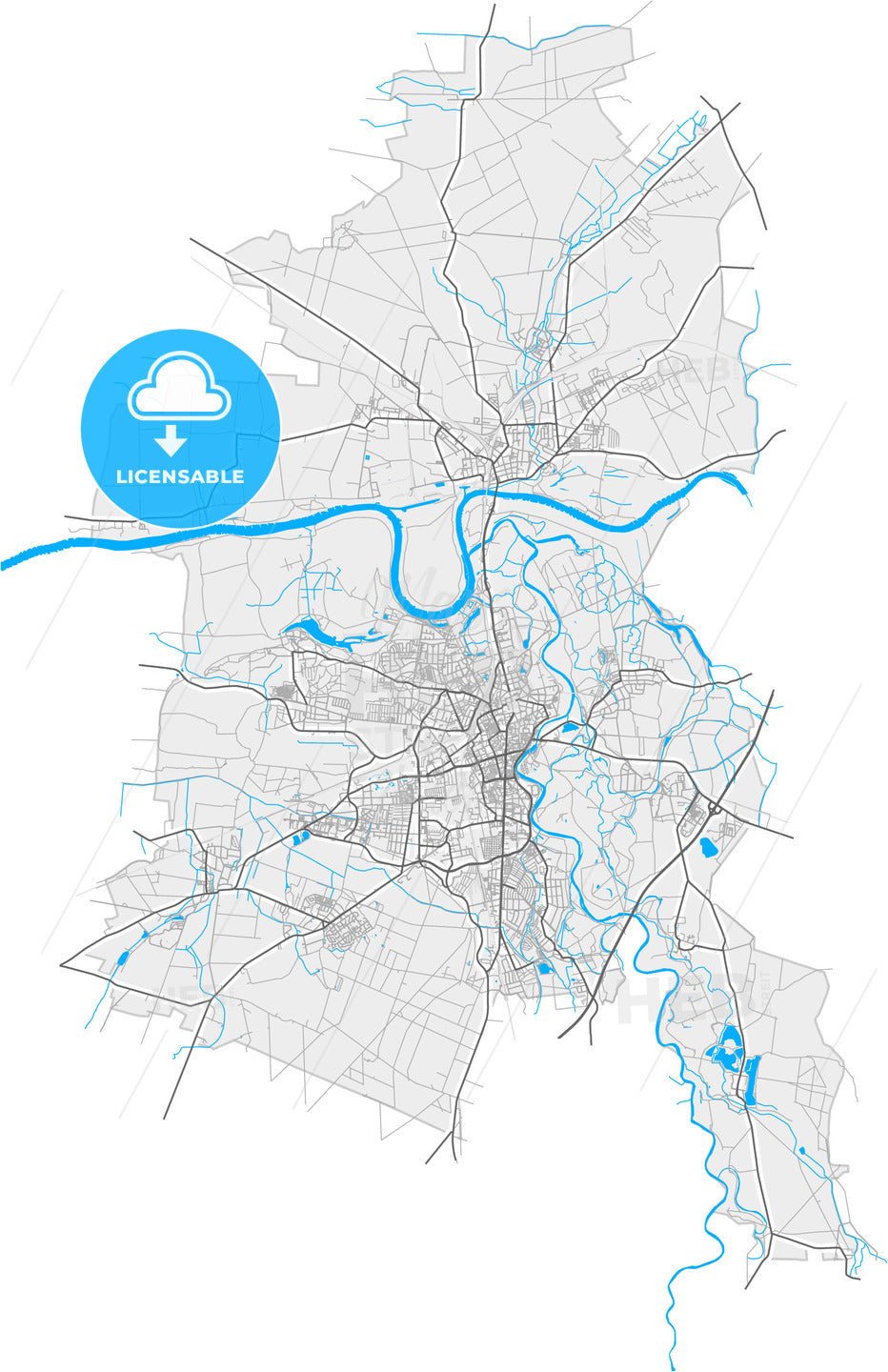 Dessau-Roßlau, Saxony-Anhalt, Germany, high quality vector map