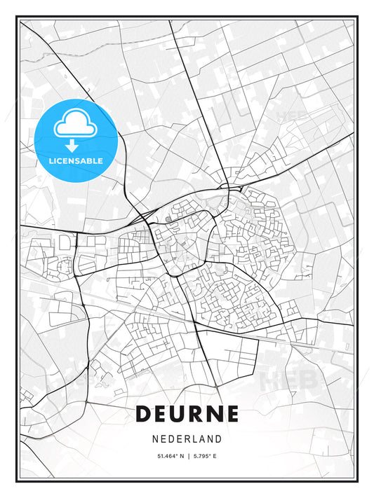 Deurne, Netherlands, Modern Print Template in Various Formats - HEBSTREITS Sketches