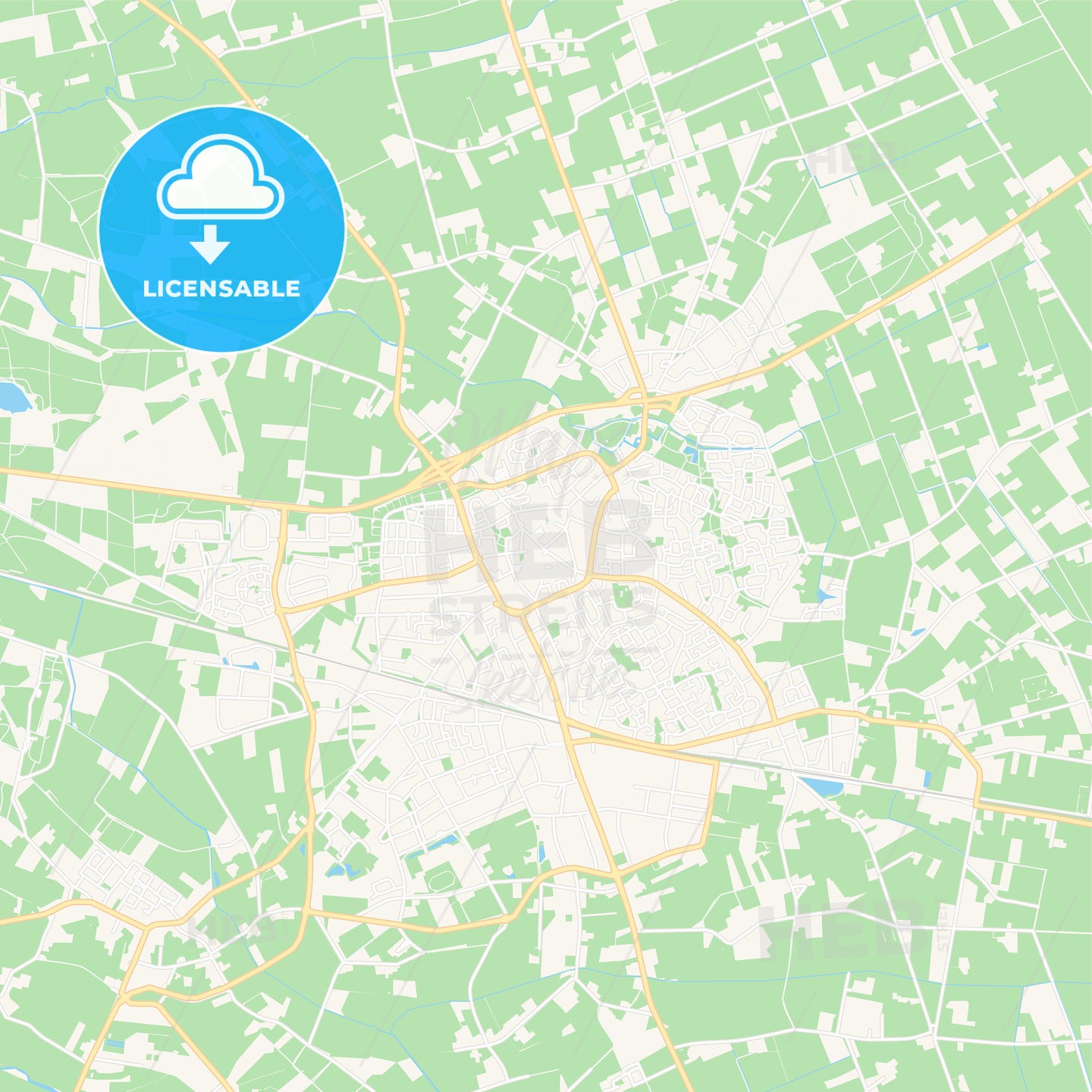 Deurne, Netherlands Vector Map - Classic Colors