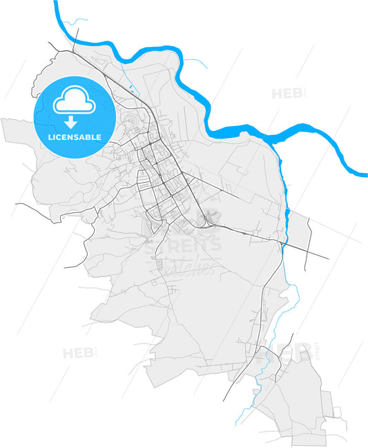 Deva, Hunedoara, Romania, high quality vector map