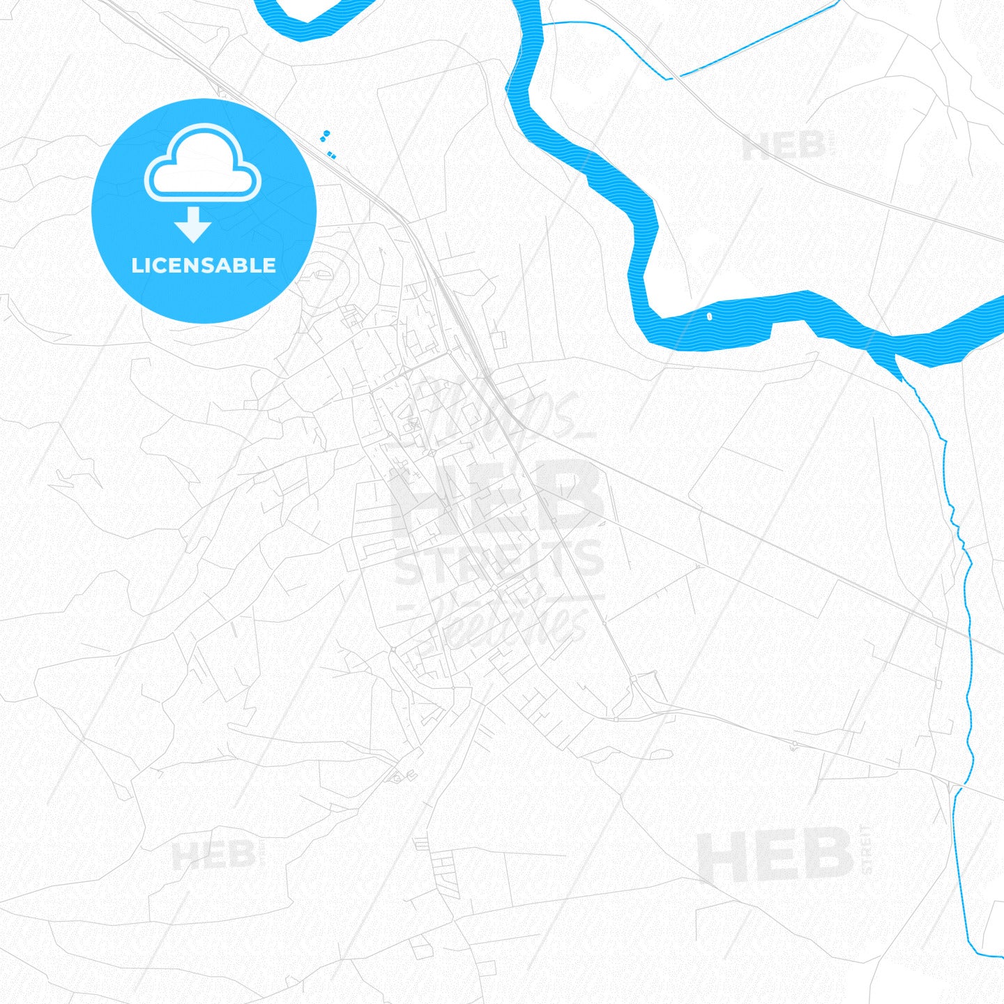 Deva, Romania PDF vector map with water in focus